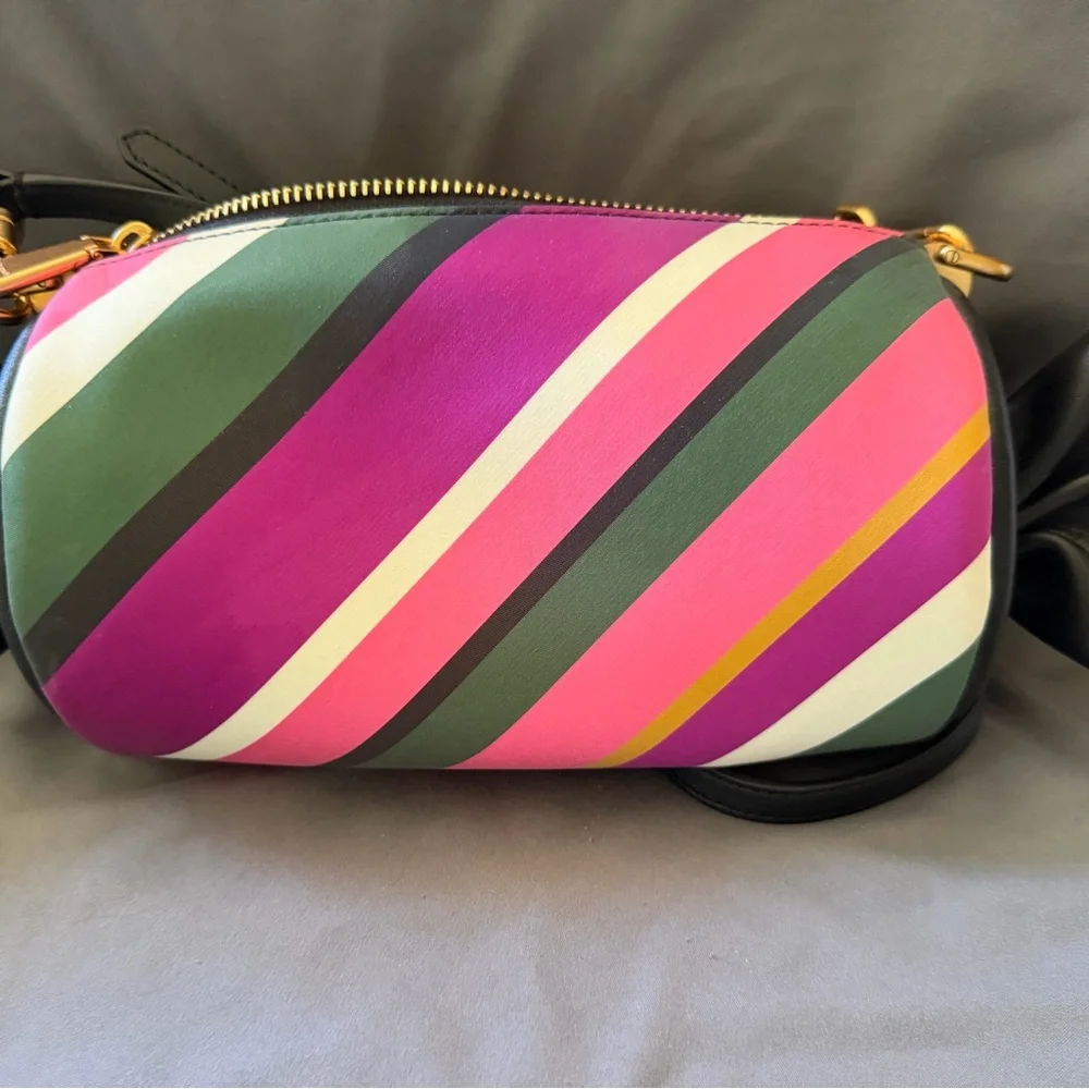 kate spade Multicolor Striped Barrel Cosmetic Bag in Green, Pink, Yellow novelty